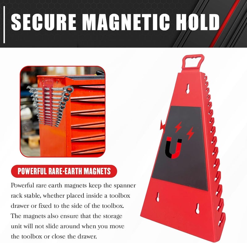 CT+ 2 Pack Magnetic Wrench Organizer,Magnetic Wrench Holder, SAE and Metric,Premium Quality Wrench rack,1/4" - 1/16", 6mm-24mm, 15+12pack - Image 4